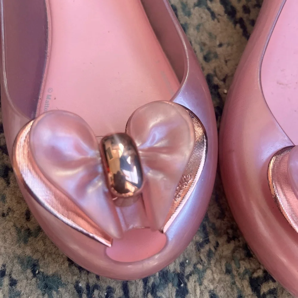 Barbie Mini Melissa light Pink Jelly Ballet Flats with Heart Accent shoes size 4